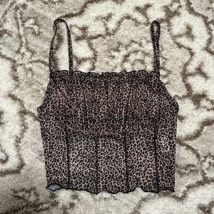 Mesh Leopard Print Crop Cami